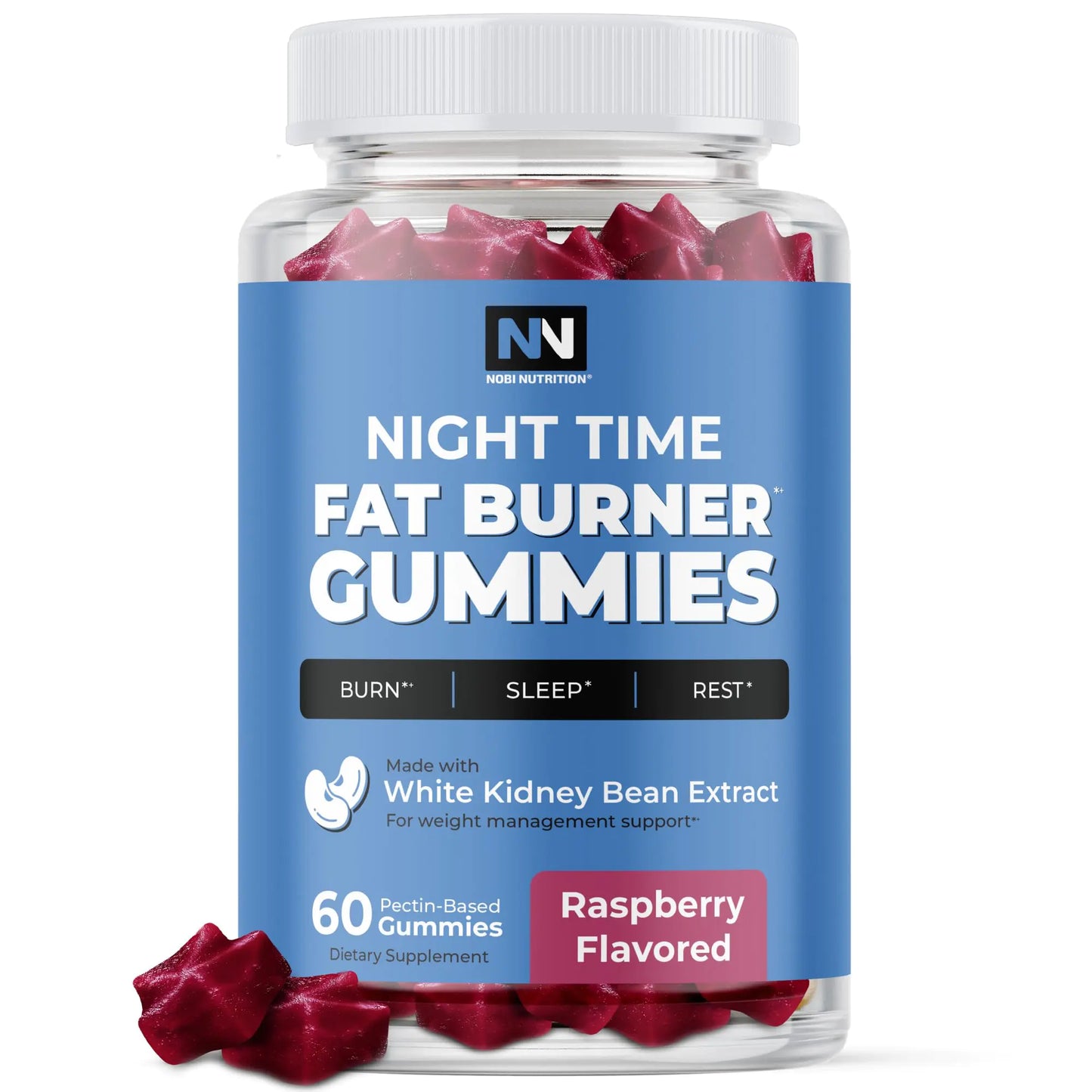 Night Time Fat Burner Gummies Sleep Support & Weight Loss Supplement | Slimming Hunger Suppressant & Metabolism Booster Shred Belly Fat While You Sleep | Nighttime Diet Gummies for Women & Men 60ct